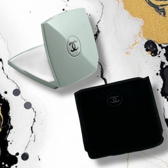 New Green Gray Authentic Chanel Compact Duo Double Facets Mirror - Picture 2 of 3